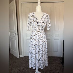 Reborn J. Floral Tie-Sleeve Midi Dress size Medium